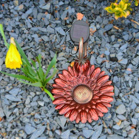 Solar LED Light Red Hanging Metal Bird Feeder by Geezy - UKBuyZone