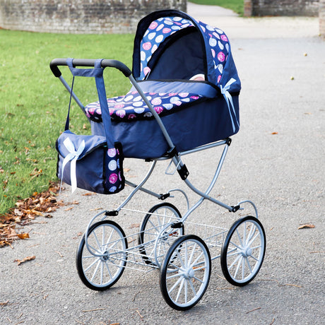 Navy Blue Dolls Vintage Cambridge Pram by The Magic Toy Shop - UKBuyZone