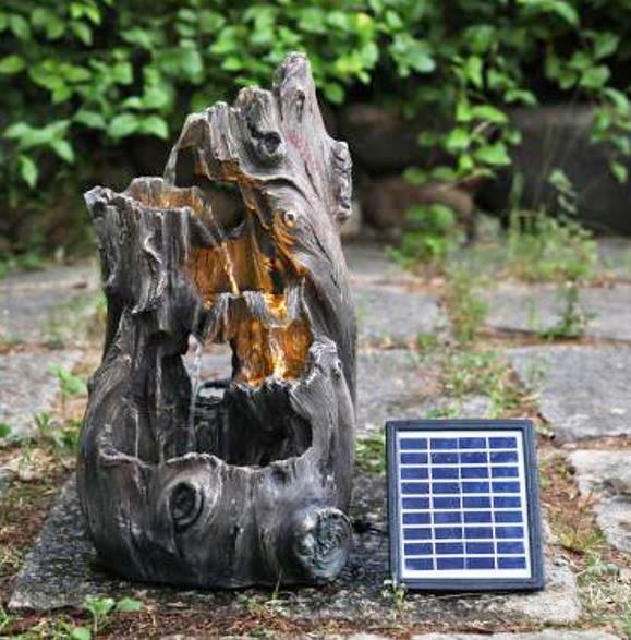 Solar Tree Log Fountain by Geezy - UKBuyZone