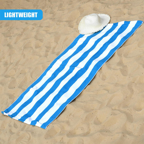 Beach Bath Towel Large Microfibre Blue Striped by GEEZY - UKBuyZone