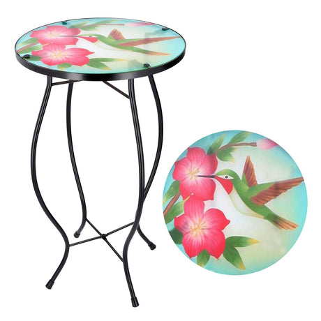 Round Side Garden Mosaic Table With Colibri Design by GEEZY - UKBuyZone