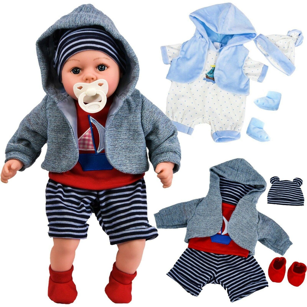 BiBi Outfits - Set of Two Clothes (Stripy Red & Blue) (45 cm / 18")