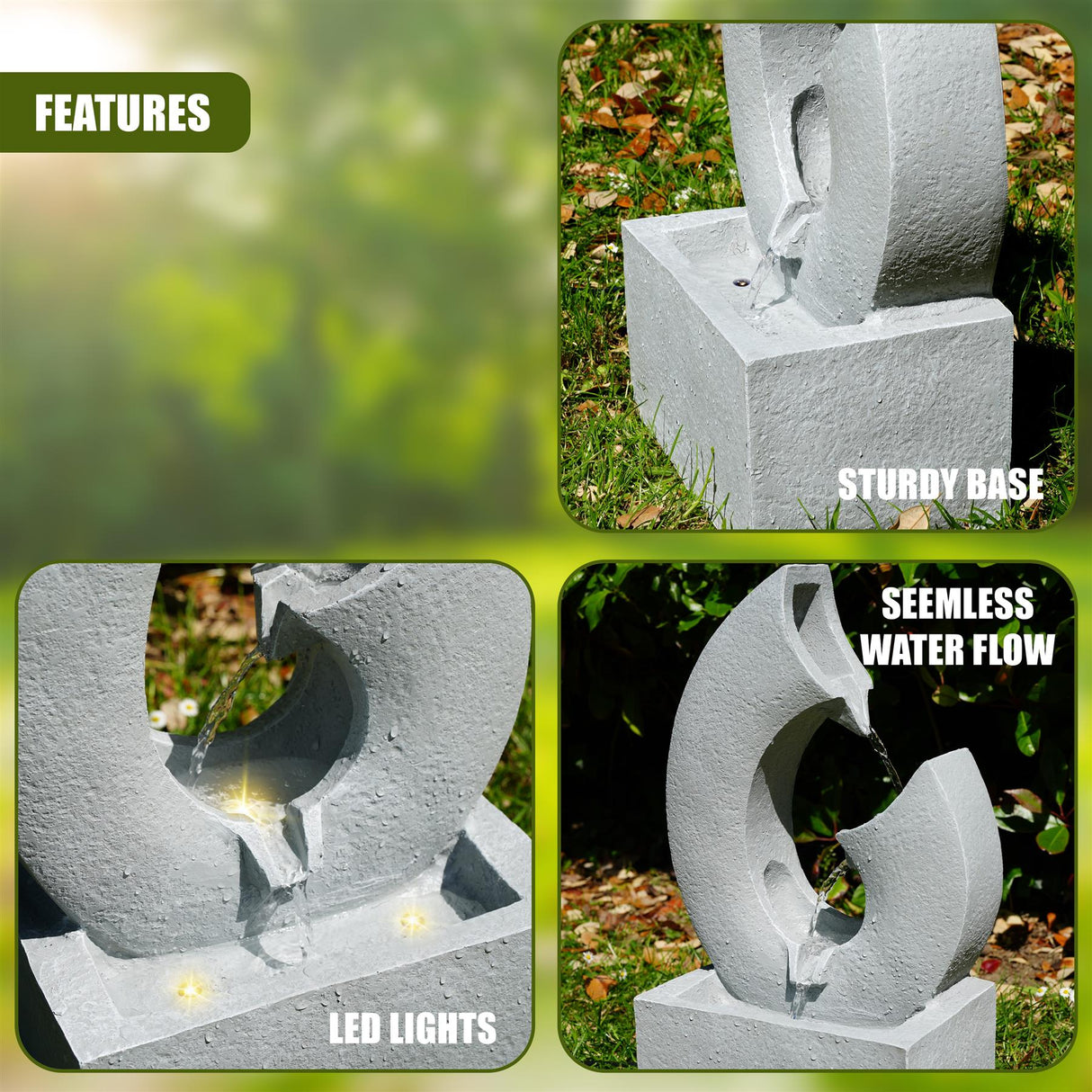 Horn Water Feature Outdoor With LED by GEEZY - UKBuyZone