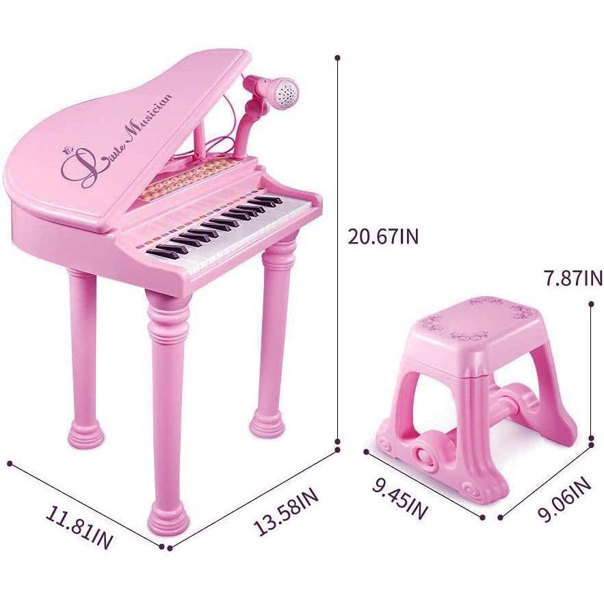 The Magic Toy Shop Pink Electronic Piano With Microphone and Stool