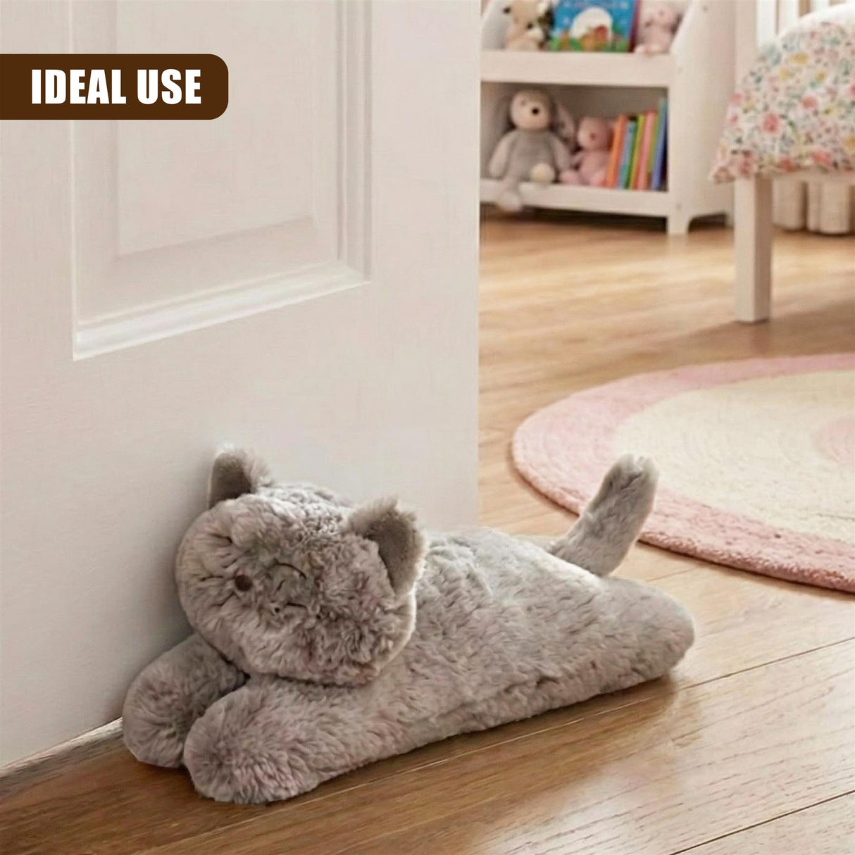 "An adorable cat door stopper adds a cozy touch to any home. With its soft texture and charming design, it's perfect for pet owners who love their furry companions. The cat sits on the floor, offering a welcoming greeting to every visitor. This is an excellent addition to your living space!" - UKBuyZone