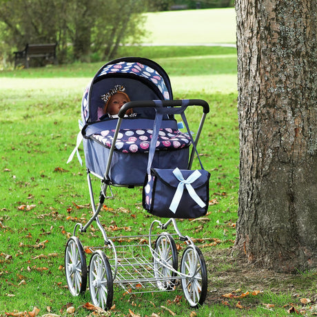 Navy Blue Dolls Vintage Cambridge Pram by The Magic Toy Shop - UKBuyZone