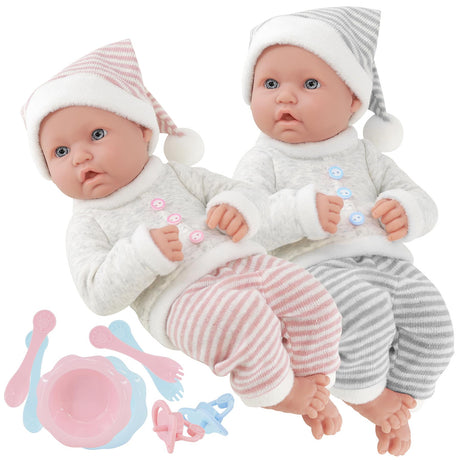 Twin Baby Dolls Dummy and Feeding Set by BiBi Doll - UKBuyZone