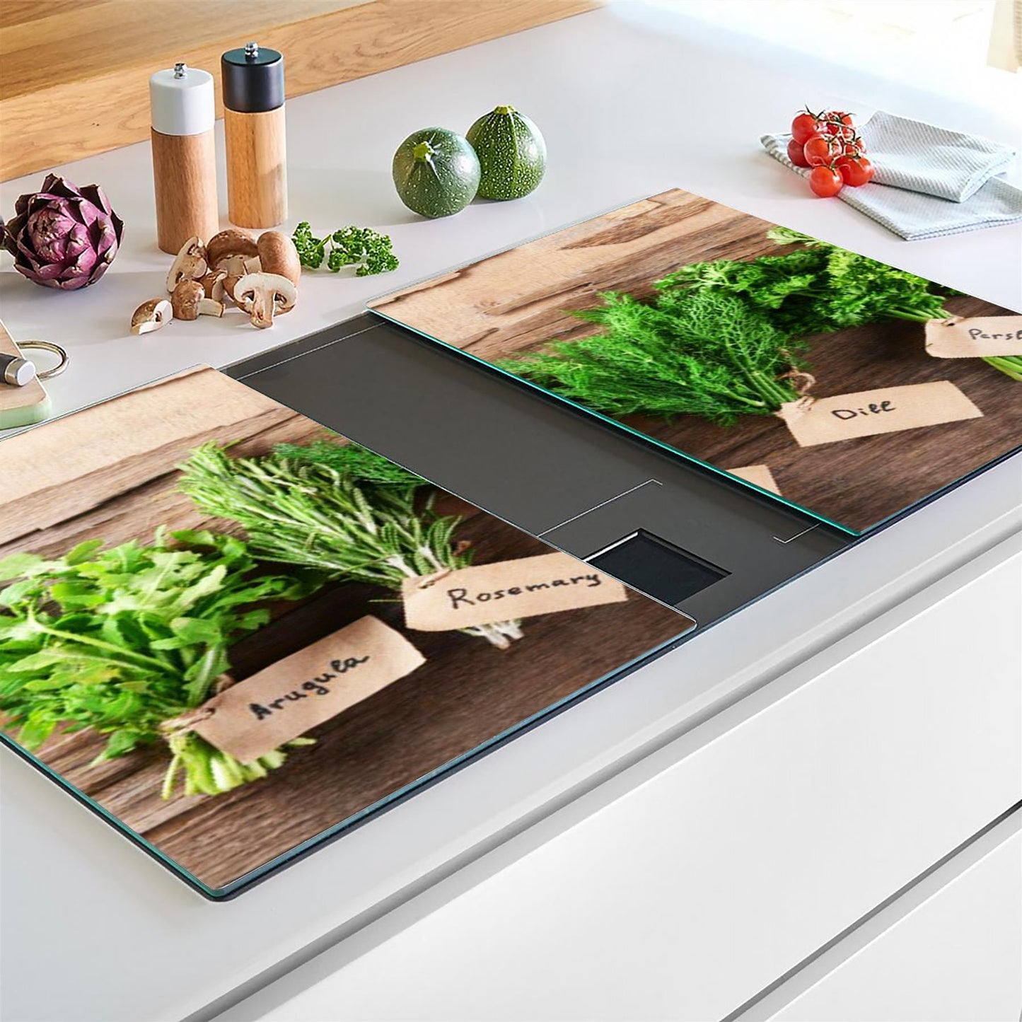 Glass Cutting Boards with Herbs Design by Geezy - UKBuyZone