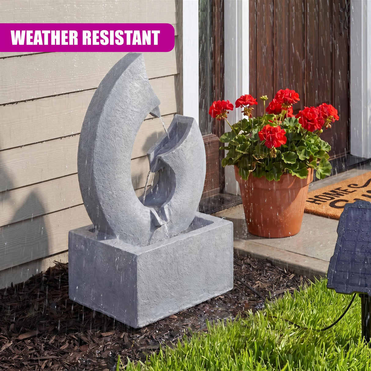 Horn Solar Water Feature with LED Lights