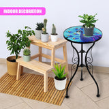 Round Side Mosaic Garden Table With Blue Peacock Design by Geezy - UKBuyZone
