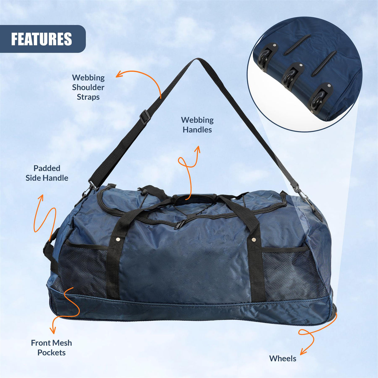 Large Foldable Duffle Bag with Wheels