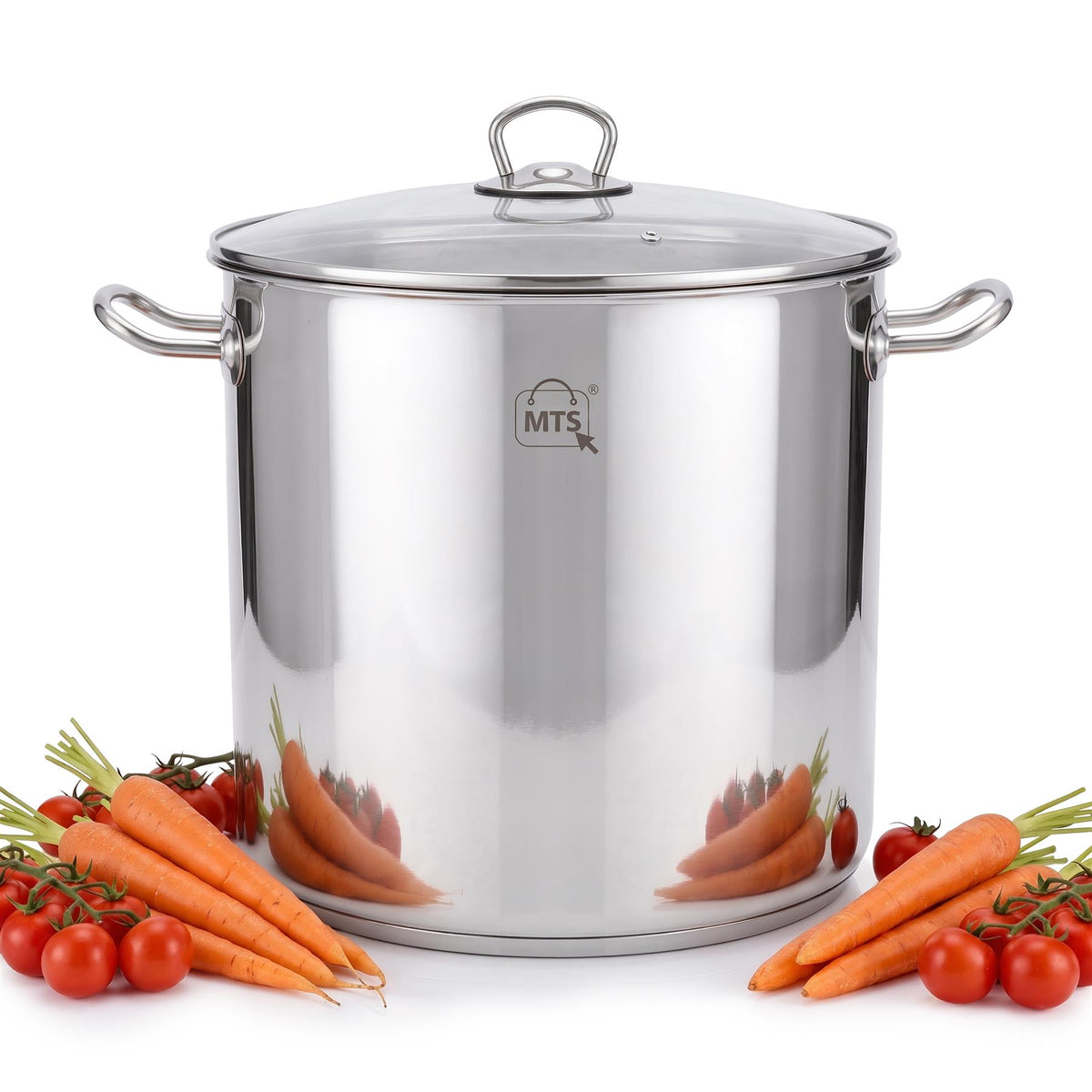 Stainless Steel Stock Pot with Glass Lid - 20 L