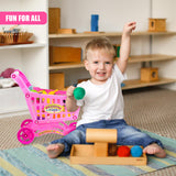 Pink Shopping Trolley Cart Play Food Set by The Magic Toy Shop - UKBuyZone