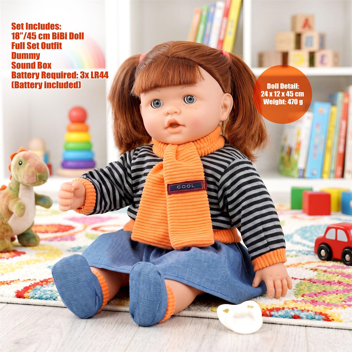 BiBi Sleeping Ginger Girl Doll (45 cm / 18")