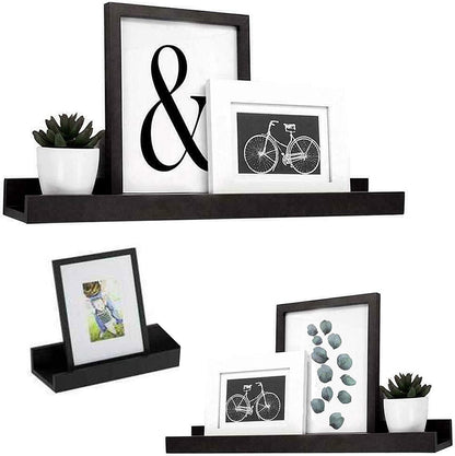 Wall Book Hanging Black Shelf Set of 3 by GEEZY - UKBuyZone