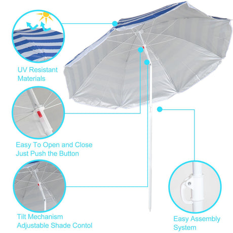 Blue Garden Parasol 1.7m by The Magic Toy Shop - UKBuyZone