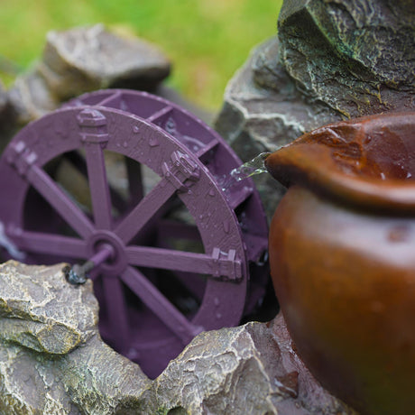Cartwheel Solar Water Feature Outdoor With LED by GEEZY - UKBuyZone