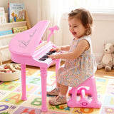 Pink Electronic Piano With Microphone and Stool