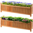 GEEZY Wooden Large Rectangular Planters 2 Pack