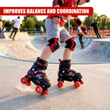 Black & Red Kids Adjustable Roller Skates