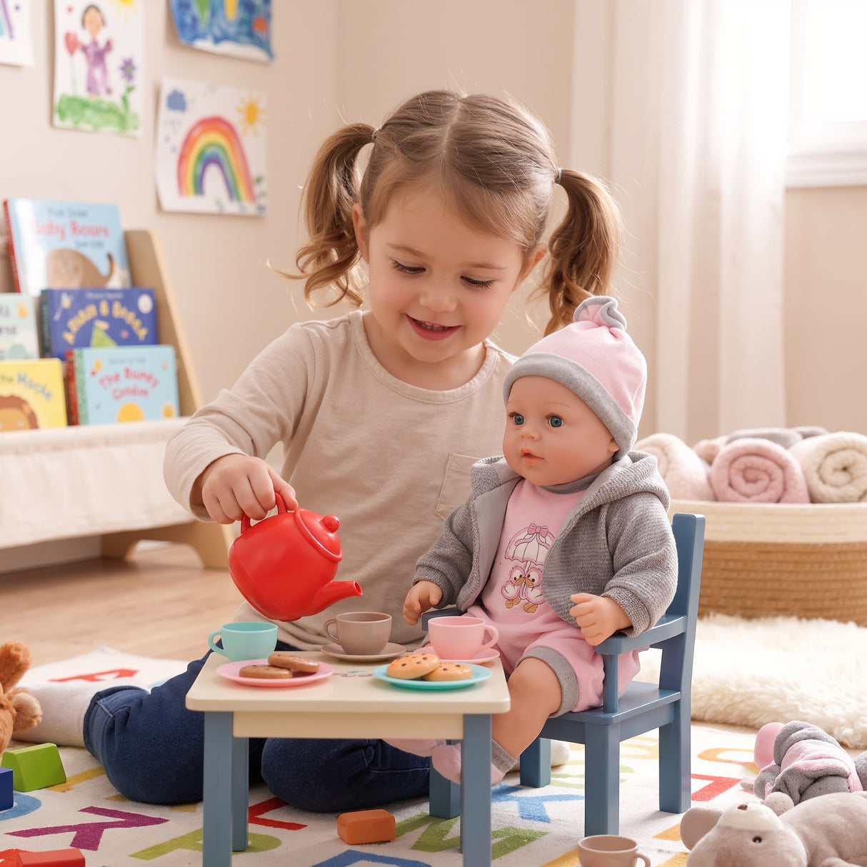 Baby Girl Doll With Dummy & Sounds Grey