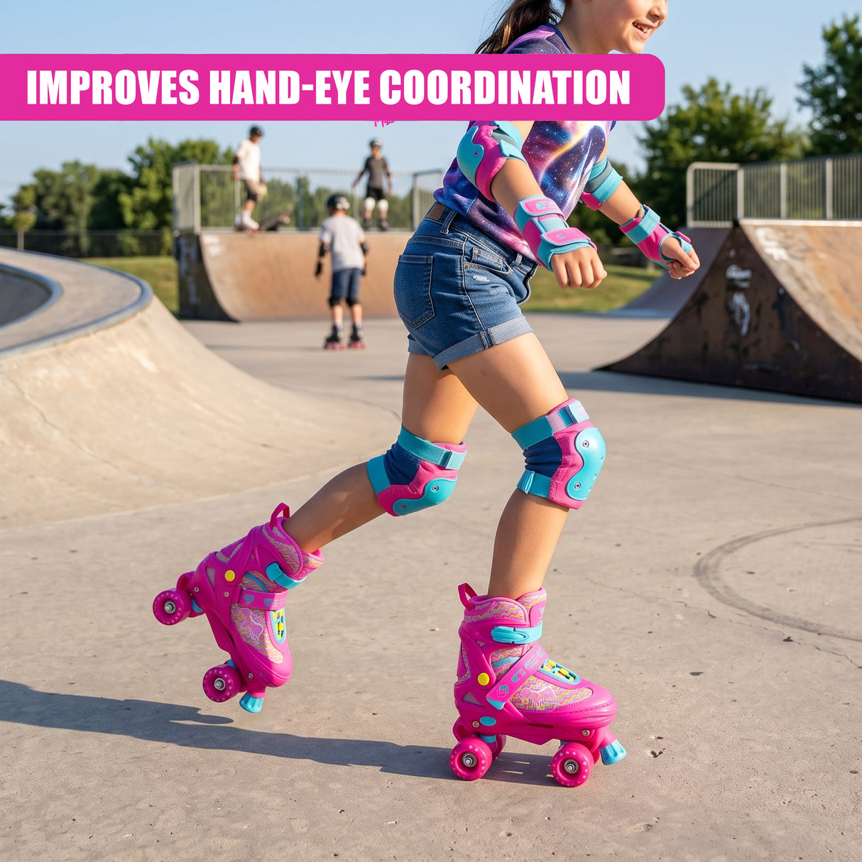 Pink Kids Adjustable Roller Skates