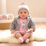 Baby Girl Doll With Dummy & Sounds Grey