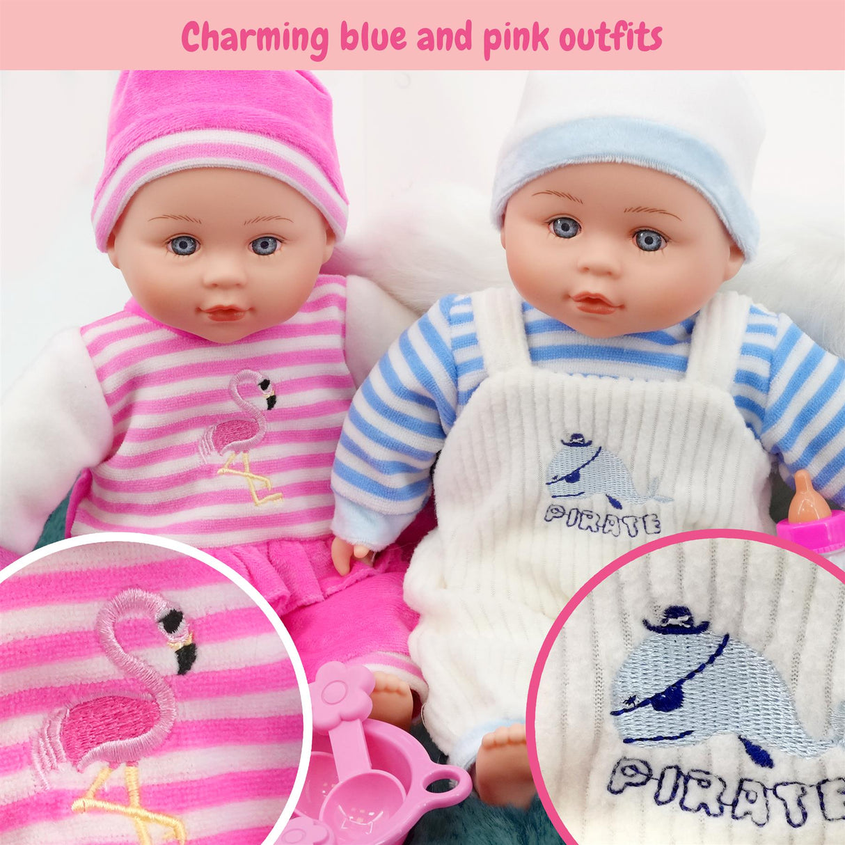 BiBi Twin Baby Dolls & Accessories (33 cm / 13")