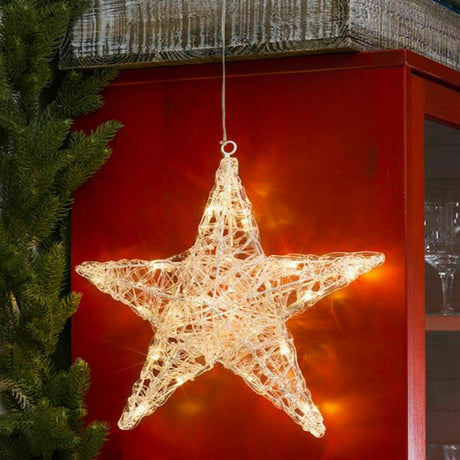 Pre-Lit Led Christmas Star With 30 Warm White Lights & Timer by GEEZY - UKBuyZone