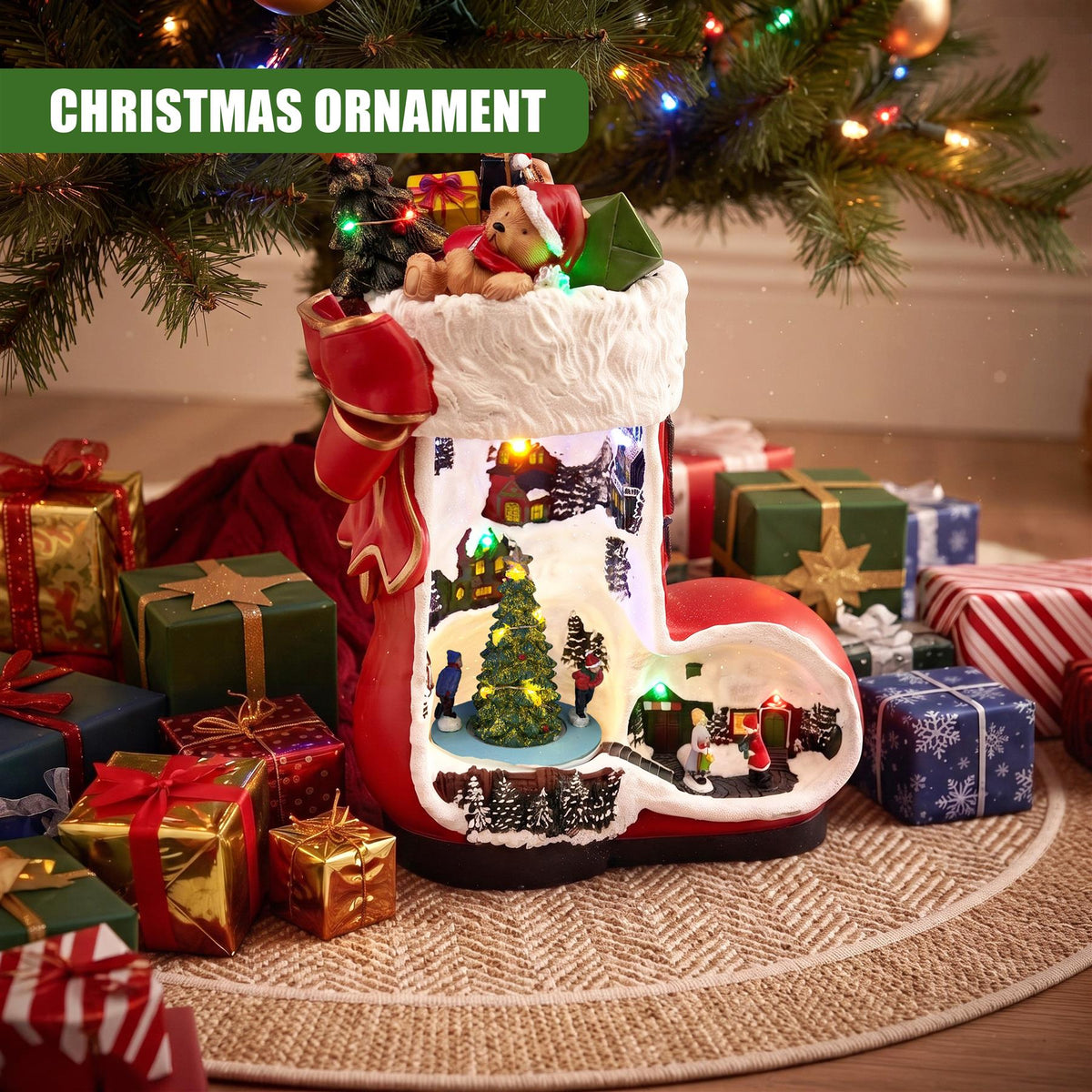 Animated Christmas Boot Ornament