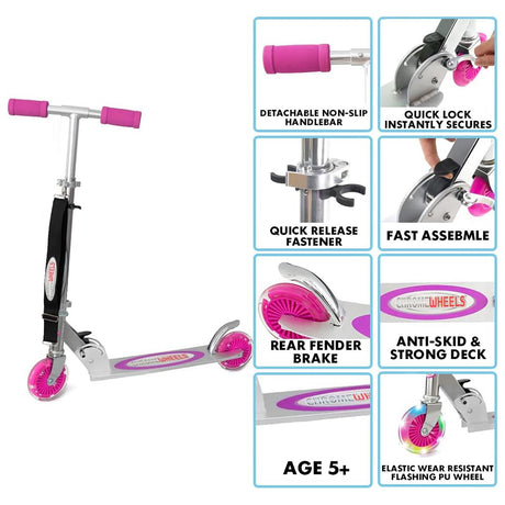 Foldable Kids Scooter Pink by The Magic Toy Shop - UKBuyZone