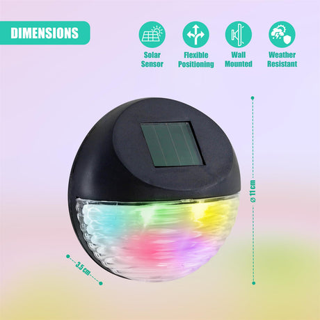 Solar Fence Lights, Set of 12 – RGB LED, Black by GEEZY - UKBuyZone