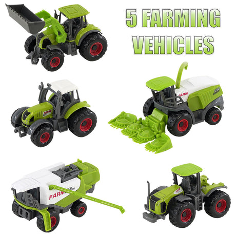 Diecast Tractor Set Collect Vehicles Play Set 22 Piece by The Magic Toy Shop - UKBuyZone