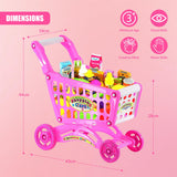 Pink Shopping Trolley Cart Play Food Set by The Magic Toy Shop - UKBuyZone