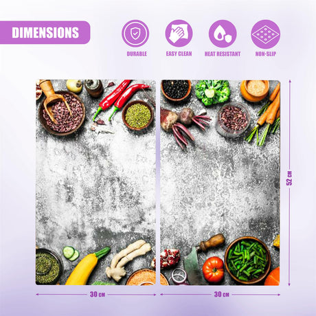 Glass Cutting Boards with Veggies Design by Geezy - UKBuyZone