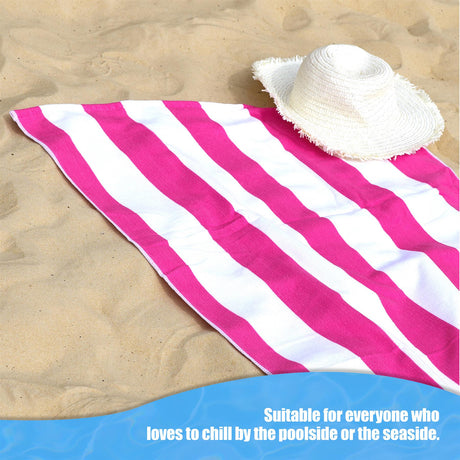 Beach Bath Towel Large Microfibre Pink Striped by GEEZY - UKBuyZone