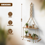 2 Tier Macrame Hanging Wall Shelf