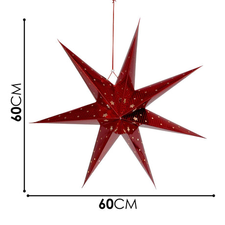 Large LED Paper Hanging Star Red by Geezy - UKBuyZone