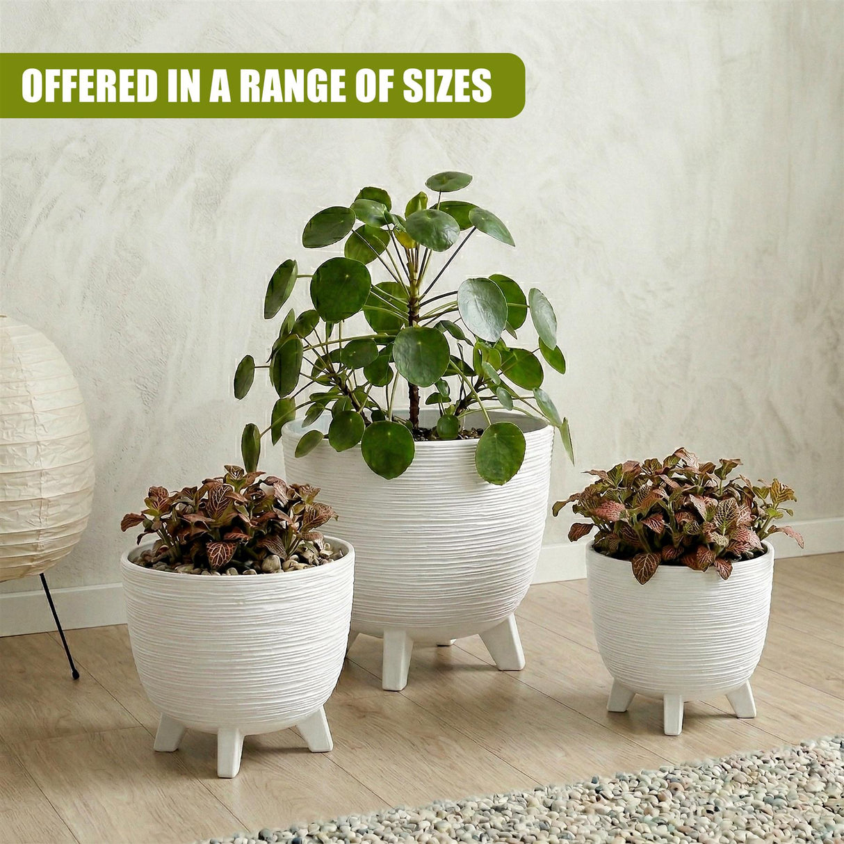 White Flower Pot with Legs, 29 cm