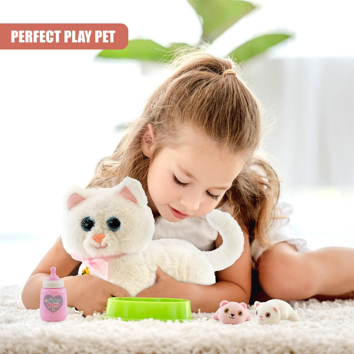 Interactive Plush Cat with 2 Kittens and Sounds by The Magic Toy Shop - UKBuyZone