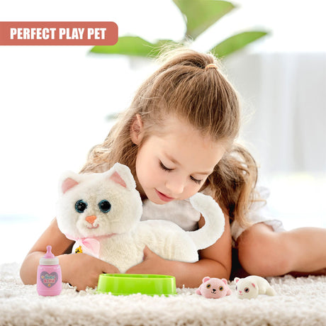 Interactive Plush Cat with 2 Kittens and Sounds by The Magic Toy Shop - UKBuyZone