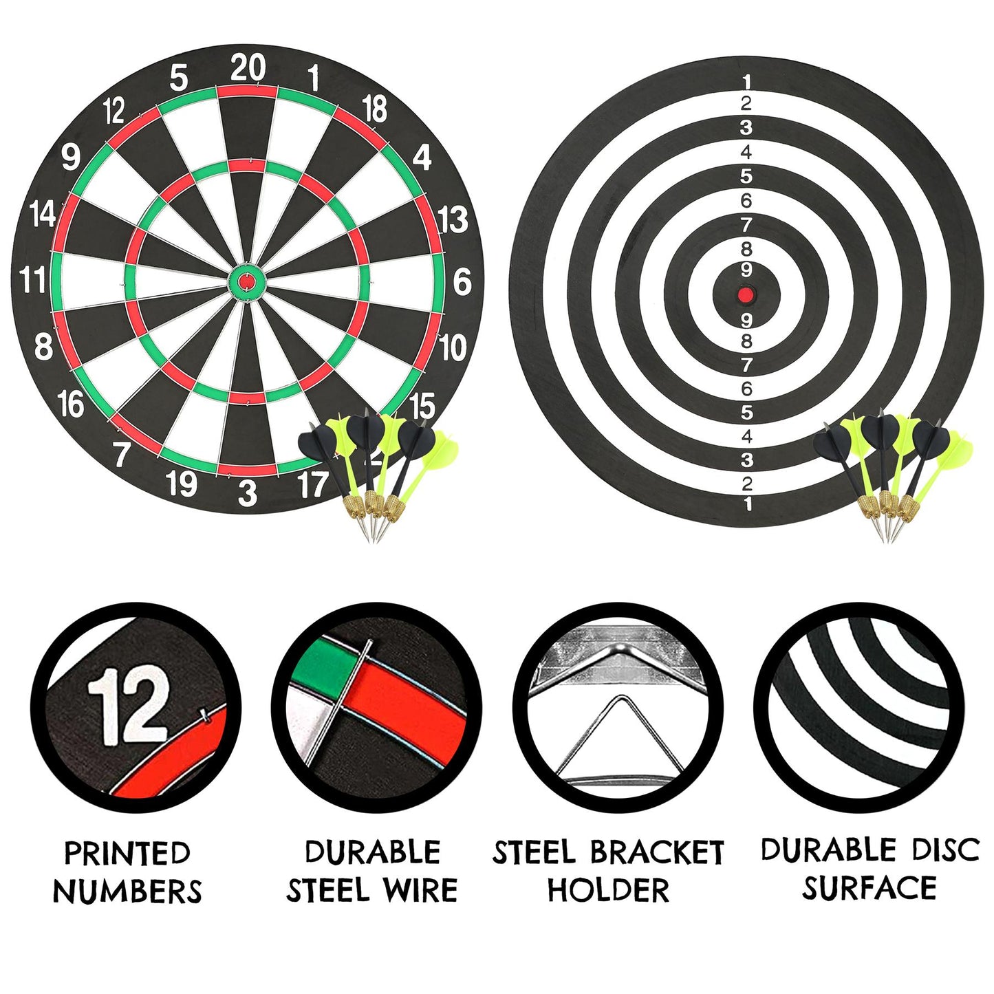 Double-Sided Dartboard with 6 Darts by The Magic Toy Shop - UKBuyZone