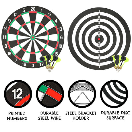 Double-Sided Dartboard with 6 Darts by The Magic Toy Shop - UKBuyZone