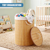 Round Bamboo Laundry Hamper 48L