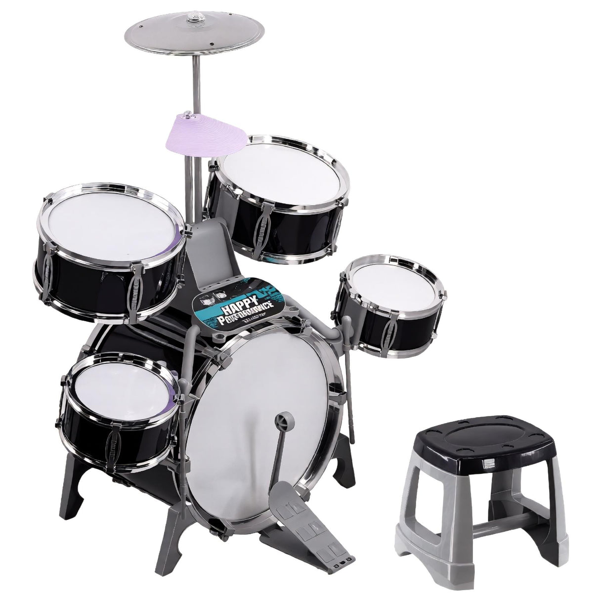 Black Multi functional Kids Jazz Drum Set