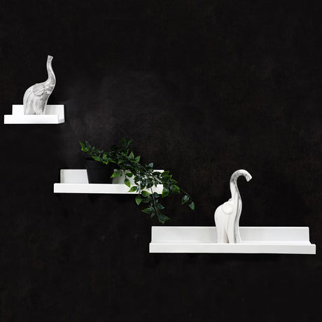 White Floating Wall Shelves Set of 3 by GEEZY - UKBuyZone