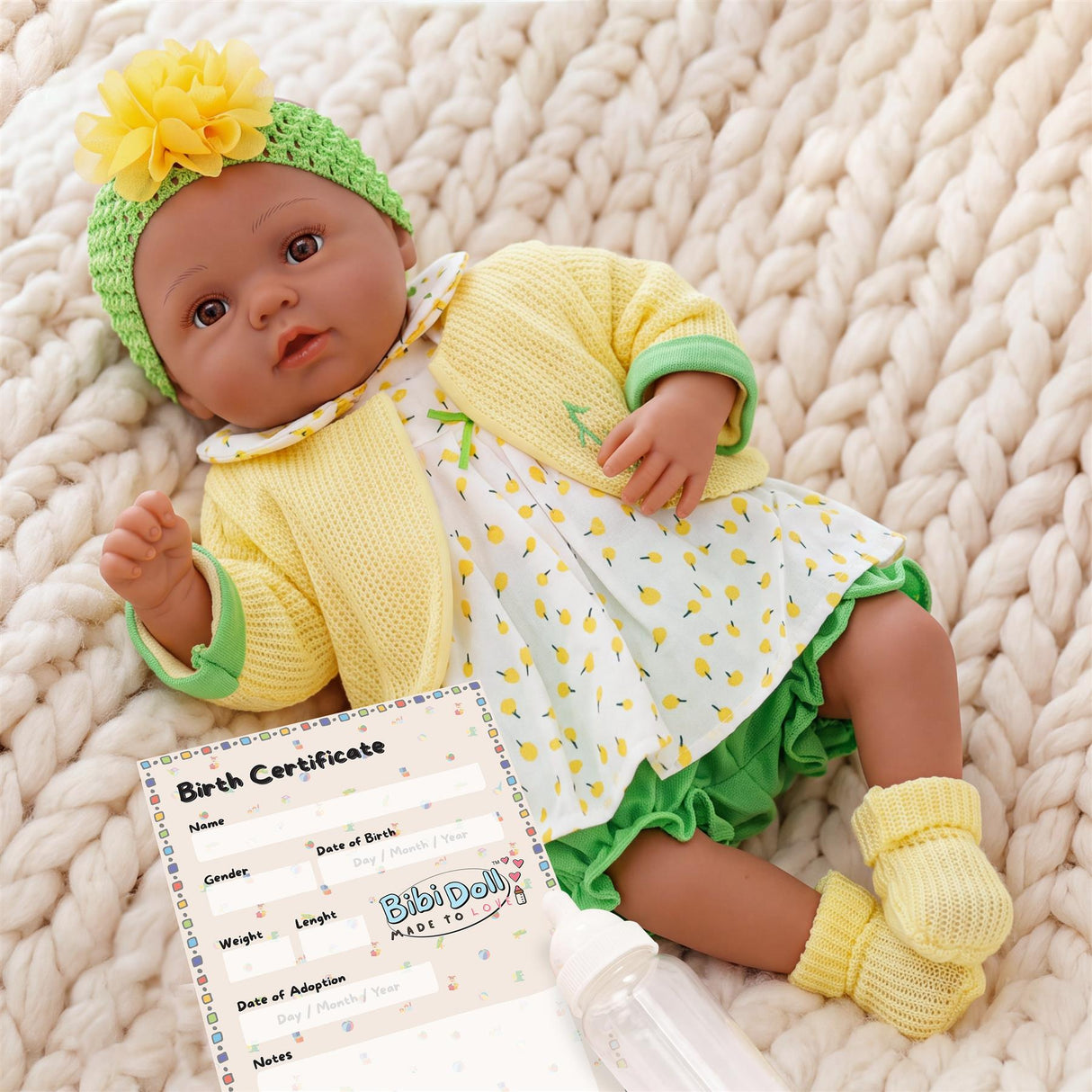 BiBi Black Doll Reborn Ethnic Girl "Dahlia" (50 cm / 20")