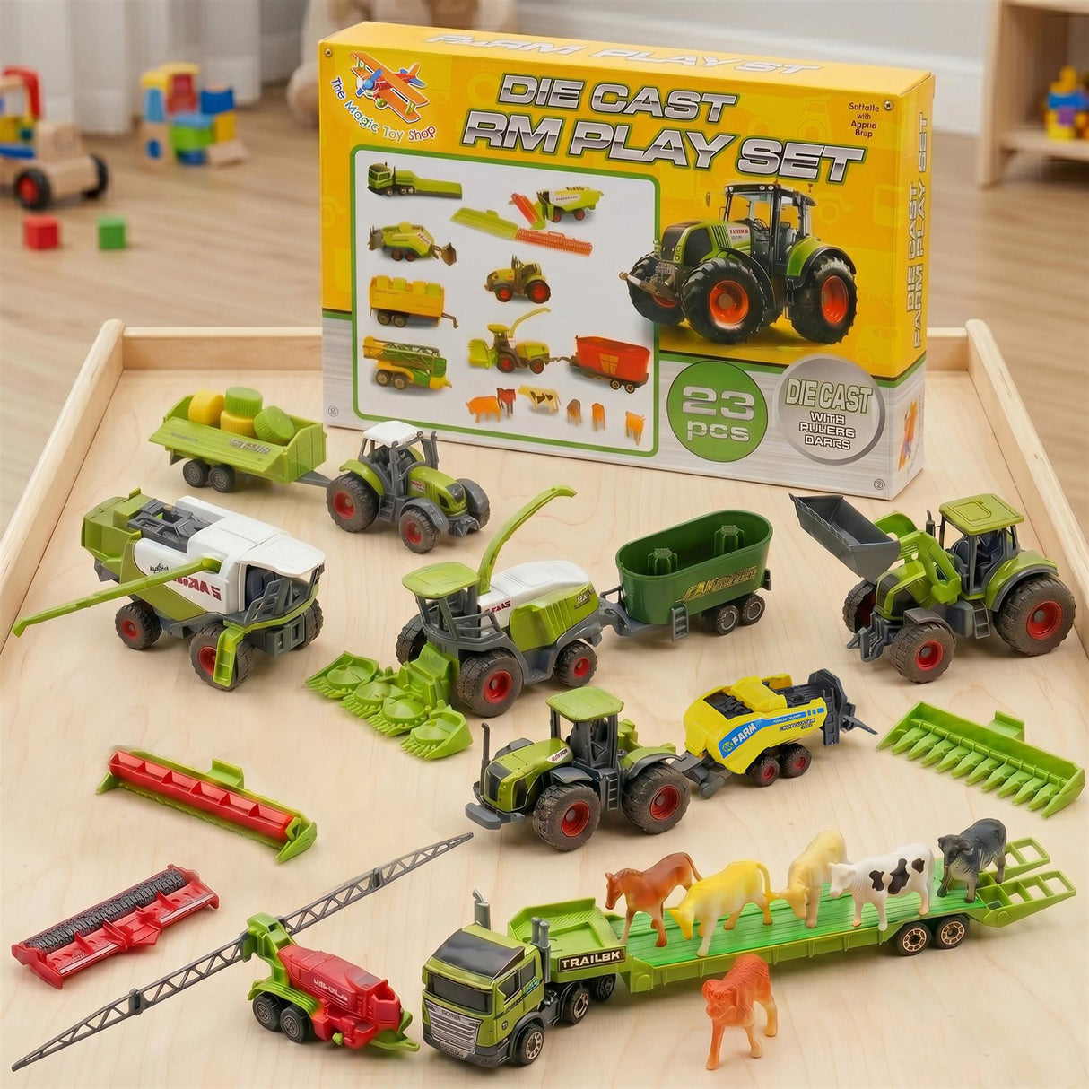23 Piece Die Cast Farm Tractor & Animals Play Set