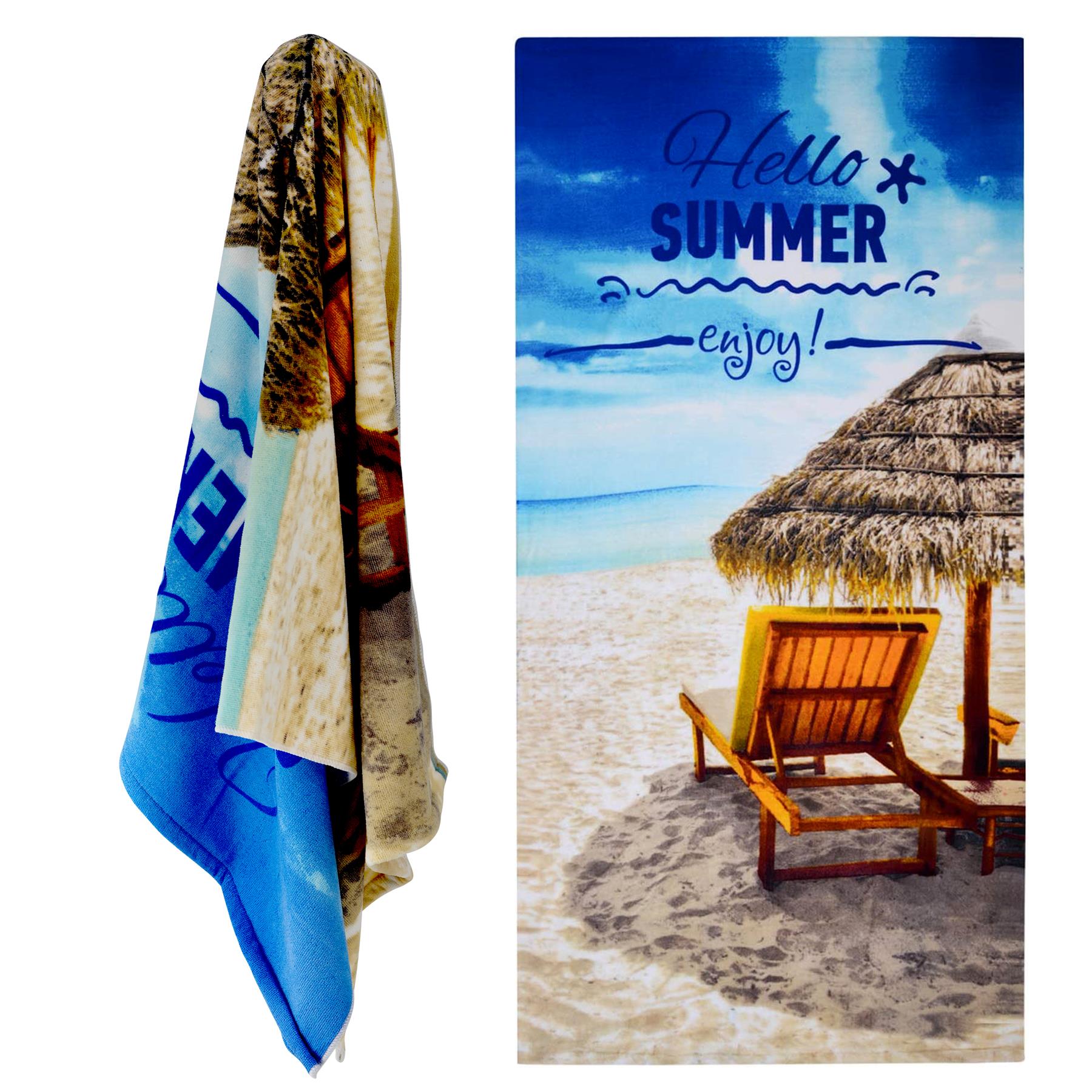 Hello Summer Design Large Towel by Geezy - UKBuyZone