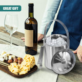 Stainless Steel Ice Bucket With Lid And Ice Tongs by Geezy - UKBuyZone